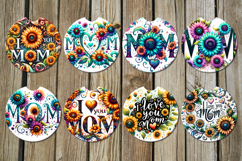 Mom&#039;s flowers | Car coaster &amp; key chain sublimation design Product Image 2