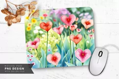Heart Garden Watercolor Mouse Pad PNG Design Product Image 1