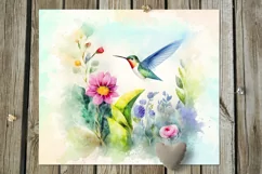 Watercolor Hummingbird | Sublimation skinny tumbler designs Product Image 2