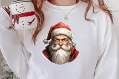 Watercolor Peeking Santa and Snowman Clipart, Christmas PNG Product Image 2