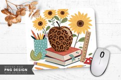 Vibrant Leopard Print Apple Sunflowers Mouse Pad PNG Design Product Image 1