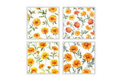 Watercolor Marigold Flower Digital Paper Product Image 2