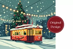 Christmas Tumbler Wrap, Christmas Tram Sublimation Design Product Image 2