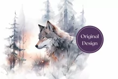 Christmas Tumbler Wrap, Watercolor Christmas Wolf Tumbler Product Image 2
