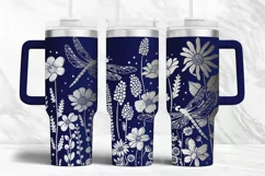 40oz Tumbler laser svg Wildflowers and Dragonflies wrap Product Image 2