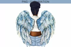 Black Woman with Wings, Digital Download, Ready to Press PNG Product Image 1