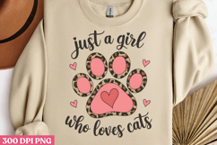 Just A Girl Who Loves Cats PNG, Cat Mom Sublimation PNG Product Image 3
