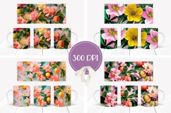 Art Flowers Mug Wrap Designs, Peony Mug Template Product Image 2