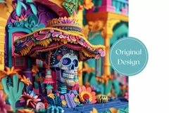 3D Skull Tumbler Wrap Design, 3D Floral Tumbler Sublimation Product Image 2