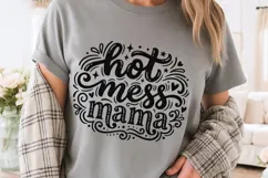 Hot Mess Mama Svg, Funny Mom life Svg, Tired Mom Svg. Product Image 3