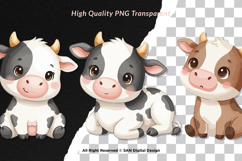 15 Bundle Watercolor Baby Cow Buffalo Milk Horn Farm Sticker Product Image 2