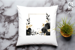 Black Gold Floral Frames Clipart Sublimation PNG Product Image 3