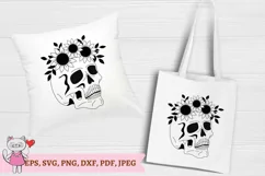Skull with sunflowers svg, Halloween svg, Sugar Skull Svg Product Image 3