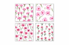 Watercolor Pink Dianthus Flower Digital Papers Product Image 2
