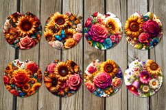 Butterfly &amp; sunflowers | Car coaster &amp; key chain sublimation Product Image 2