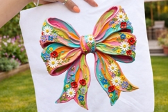 Summer Brushstroke Bow PNG, Floral Coquette Sublimation Product Image 2