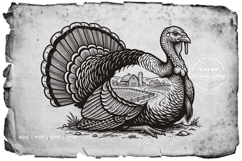 Turkey Farm Double Exposure Engraving SVG Product Image 2