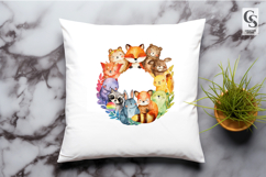 Cute Watercolor Baby Animals Wreath Clipart Sublimation PNG Product Image 2