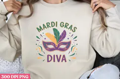 MARDI GRAS DIVA PNG, Mardi Gras Sublimation PNG Product Image 1