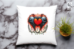 Gothic Chained Heart Illustration Clipart Sublimation PNG Product Image 2