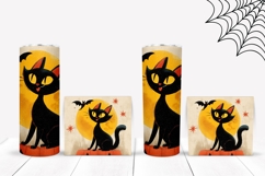 Vintage Halloween Black Cat Tumbler, Halloween Bats Tumbler Product Image 2