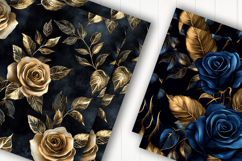 Royal Blue Rose Floral Digital Paper Product Image 2