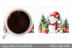 Cute Snowman Coaster Design. Christmas Coaster Sublimation Product Image 1