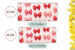 Pink Bows Mug Wrap Design, Cartoon Love Mug Design Product Image 2