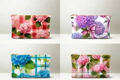 Pink Hydrangea Cosmetic Bag Designs, Flowers Cosmetic Bag Product Image 2
