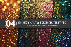 Rainbow Galaxy Bokeh Digital Paper Product Image 1