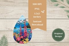 Flowers Teardrop Earrings, Nature Earrings Sublimation Product Image 2