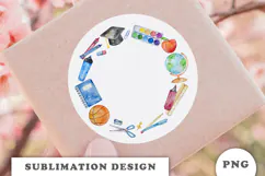 Watercolor School Supplies Wreath png Product Image 2