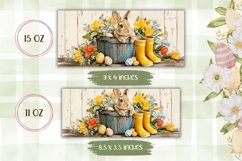Cartoon Easter Bunny Mug Design, Floral Easter Mug Wrap Product Image 2