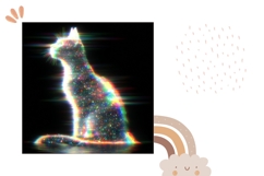 Glitter Cat Pillow Case, Glitch Pillow Sublimation Product Image 2