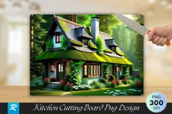 Cottage in the Forest Cutting Board Sublimation Design Product Image 1