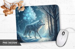 Frosted Elegance A Crystal Wolf Diamond Forest Mouse Pad PNG Product Image 1