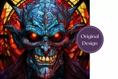 Stained Glass Halloween Monster Tumbler Wrap, Halloween PNG Product Image 2