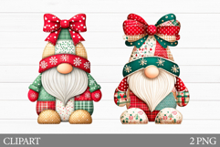 Christmas Gnome Clipart. Patchwork Christmas Clipart Product Image 1