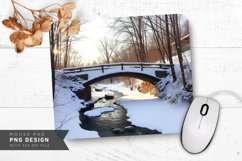 Snow Covered Bridge in Winter Wonderland Mouse Pad PNG Product Image 1