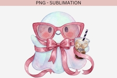Cute Pastel Halloween Ghost Clipart, Coquette Ghost PNG Product Image 2