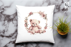 Watercolor Teddy Bear Wreath Clipart Sublimation PNG Product Image 2