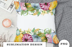 Watercolor Pumpkins seamless border png Product Image 2