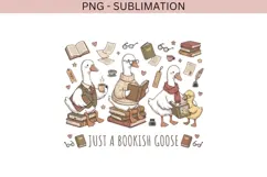 Just a Bookish Goose PNG Sublimation | Cute Reading Goose Product Image 2