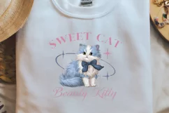 Vintage Cat Sweet Cat Beauty Kitty PNG Sublimation Product Image 2
