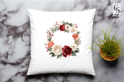 Classic Red Rose Floral Wreath Clipart Sublimation PNG Product Image 2