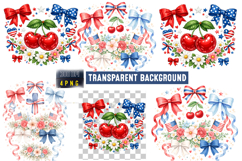 Patriotic Cherry PNG,Patriotic Bows &amp; Cherries PNG Product Image 1
