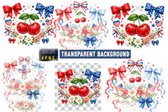 Patriotic Cherry PNG,Patriotic Bows & Cherries PNG Product Image 1