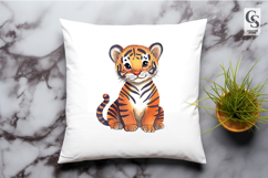 Cute Baby Tiger Watercolor Clipart Sublimation PNG Product Image 2