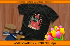 Cute Black Snowman in Red Mug Christmas Sublimation PNG Product Image 2