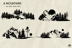 4 Mountain silhouettes SVG PNG EPS Product Image 2